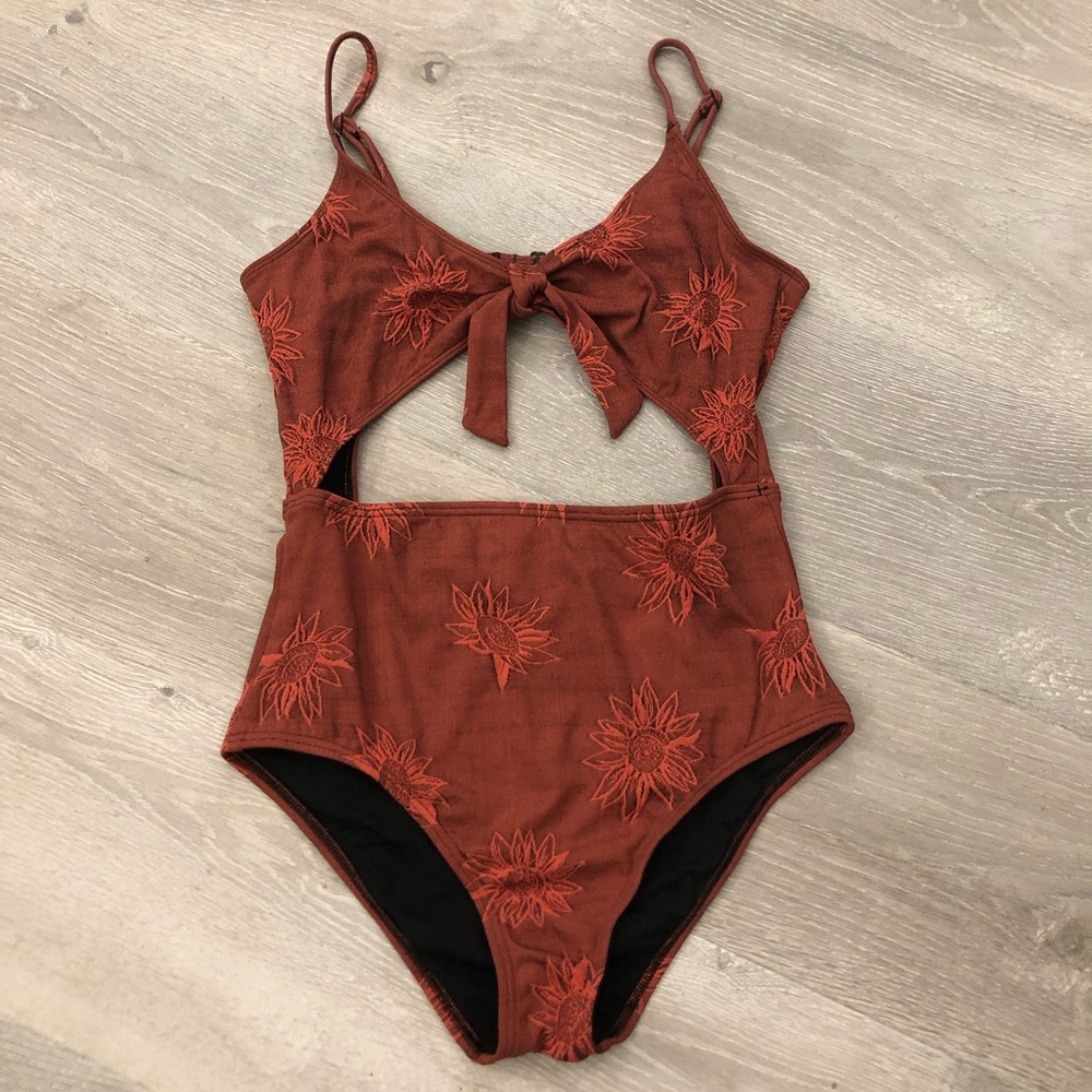 ‼️SOLD‼️ Sunflower Embroidery One Piece Swimsuit